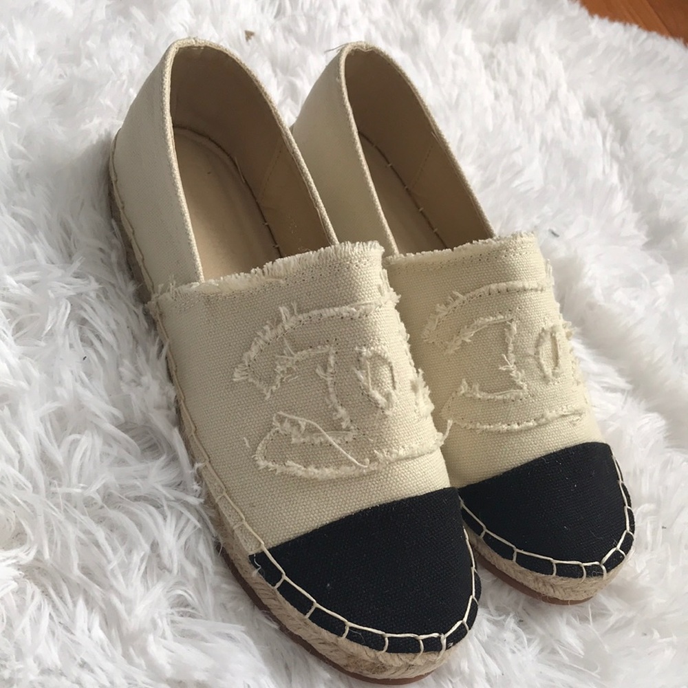 Super cute espadrilles . Chanel logo.